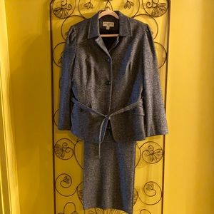 Women Wool Pant suit navy with white